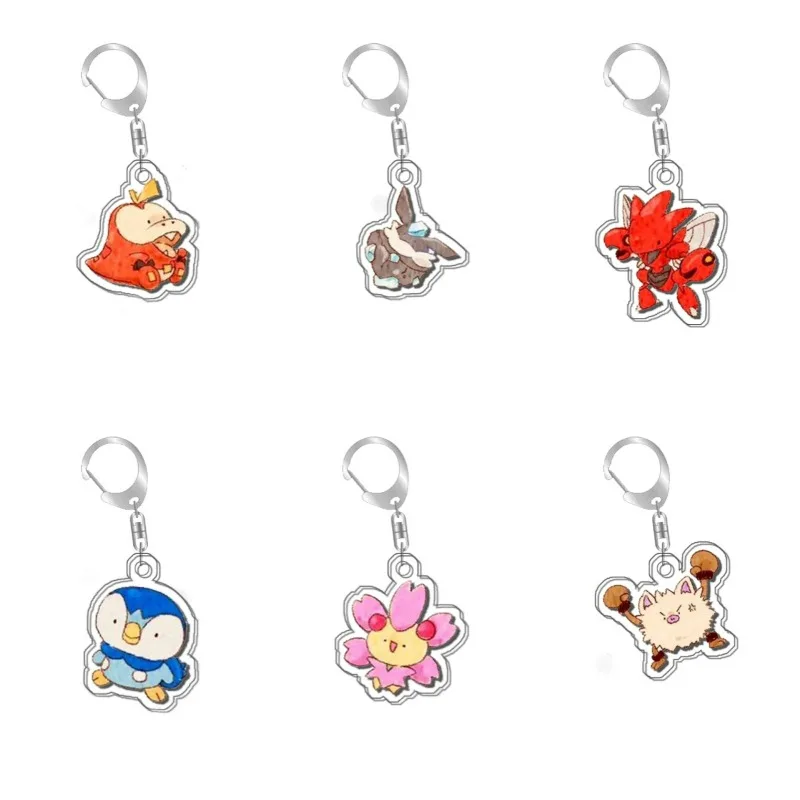 

Оригинальный акриловый брелок-подвеска ручной работы Fuecoco Crustle Scizor Piplup Cherrim Primeape в виде милого мультяшного аниме-персонажа, игрушка-подарок