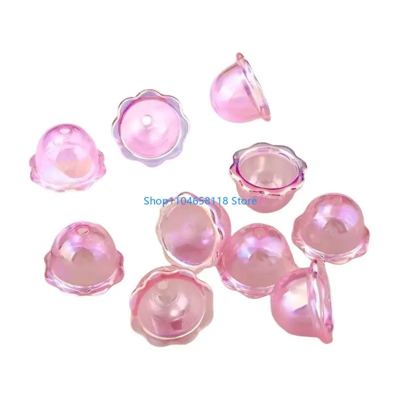 10pcs Multiple Color Acrylic Flower Bead Caps Colorful Wind Pendant Charm for Creative DIY Jewelry and Crafting