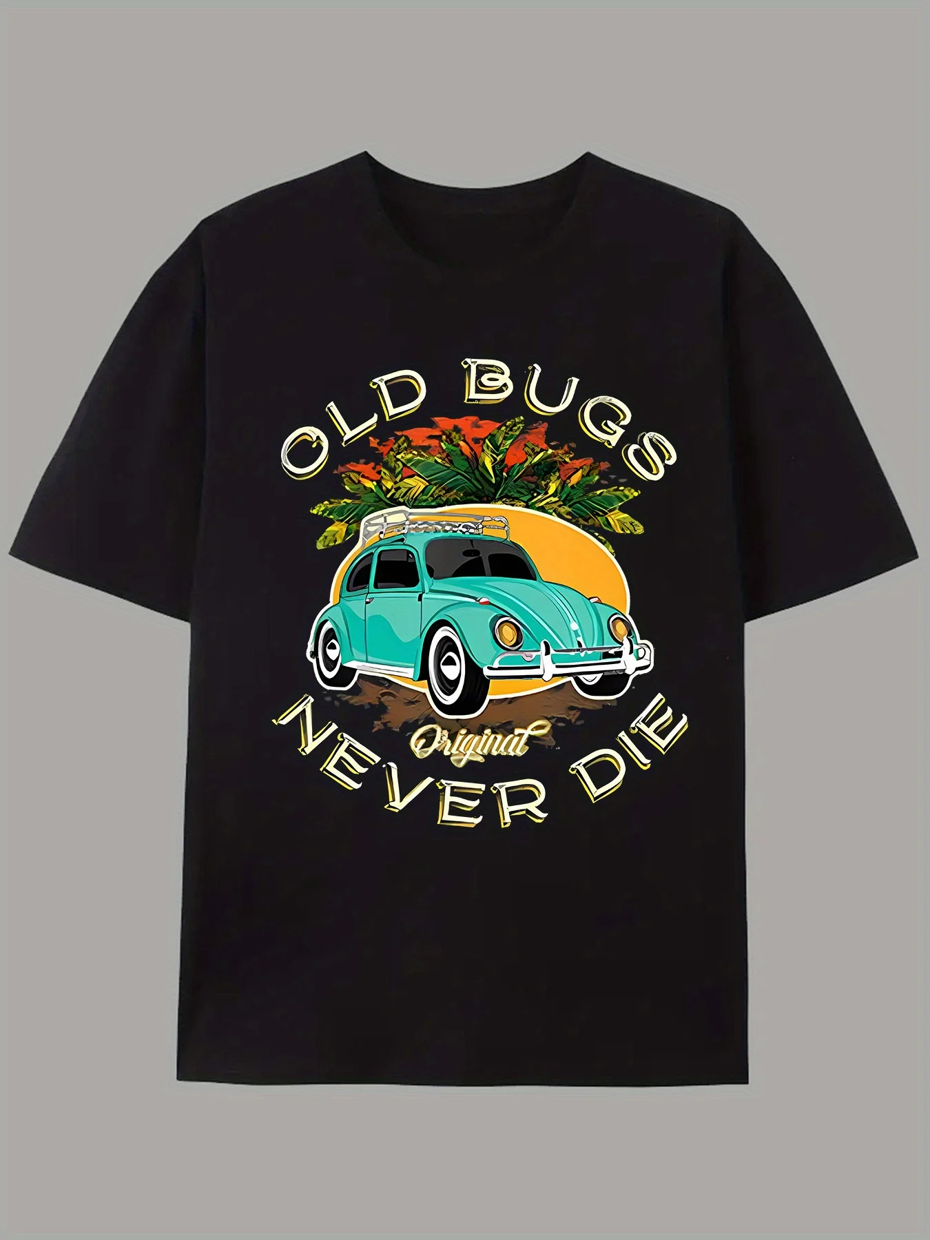 

Classic Beetle Emotion Print Casual T-Shirt for Men and Women, High Street Fashion, Short Sleeve, Summer, Crew Neck, Slight Stre