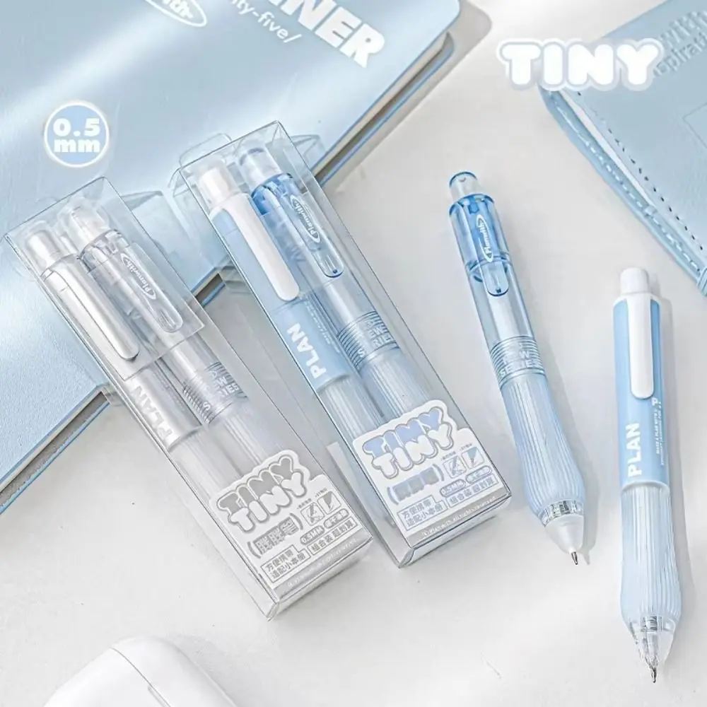 

2 pcs Press Tiny Gel Pens Set ABS Multifunction Student Writing Pen Retractable 0.5mm Ballpoint Gel Pen Drawing Stationery