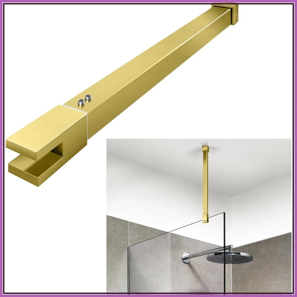 

Shower Door Support Rod, 18.2-31.7 in, Stainless Steel Ceiling-to-Glass Bar, 5/16-3/8 in Glass, Brushed Gold
