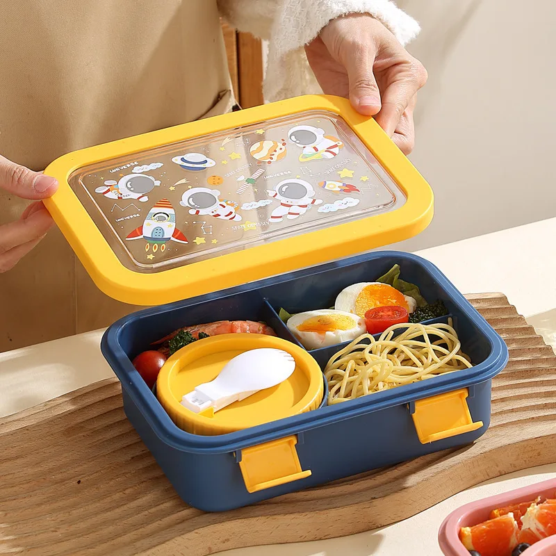 

Bento Box Пластиковый ланч-бокс большой емкости с миской для супа и ложкой Контейнеры для бенто для студентов Фруктовый салат Пикник Кухня на открытом воздухе