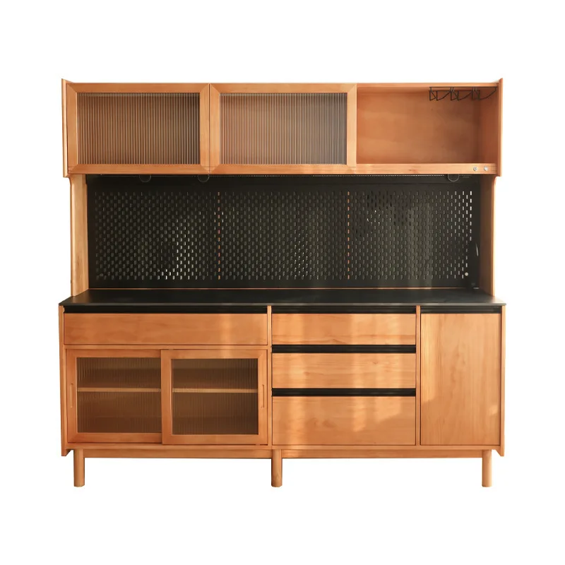 

Solid wood dining side cabinet integrated wall cabinet multi-functional household locker cupboard