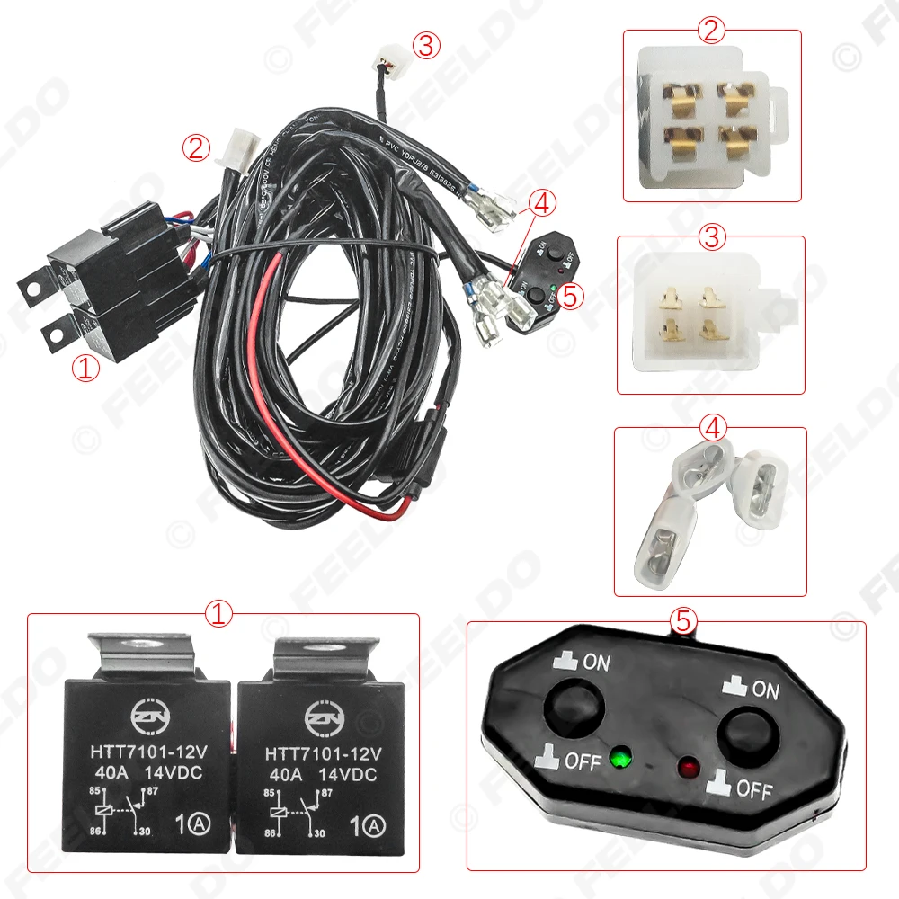 Car 12V-14V Work Light Wire Wiring Harness Switch Relay Kit for Led Work Lamp 1 To Lead 2 Offroad Bar Wiring Kit