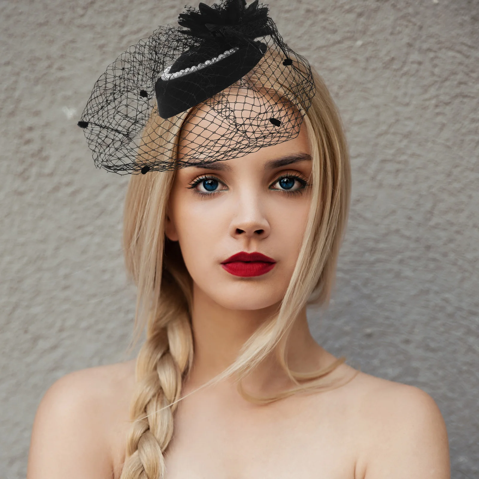 

Vintage Tea Party Hat Veil Pearl Embellished Mini Black Headband Elegant Flapper Headpiece for Weddings Church Fascinators
