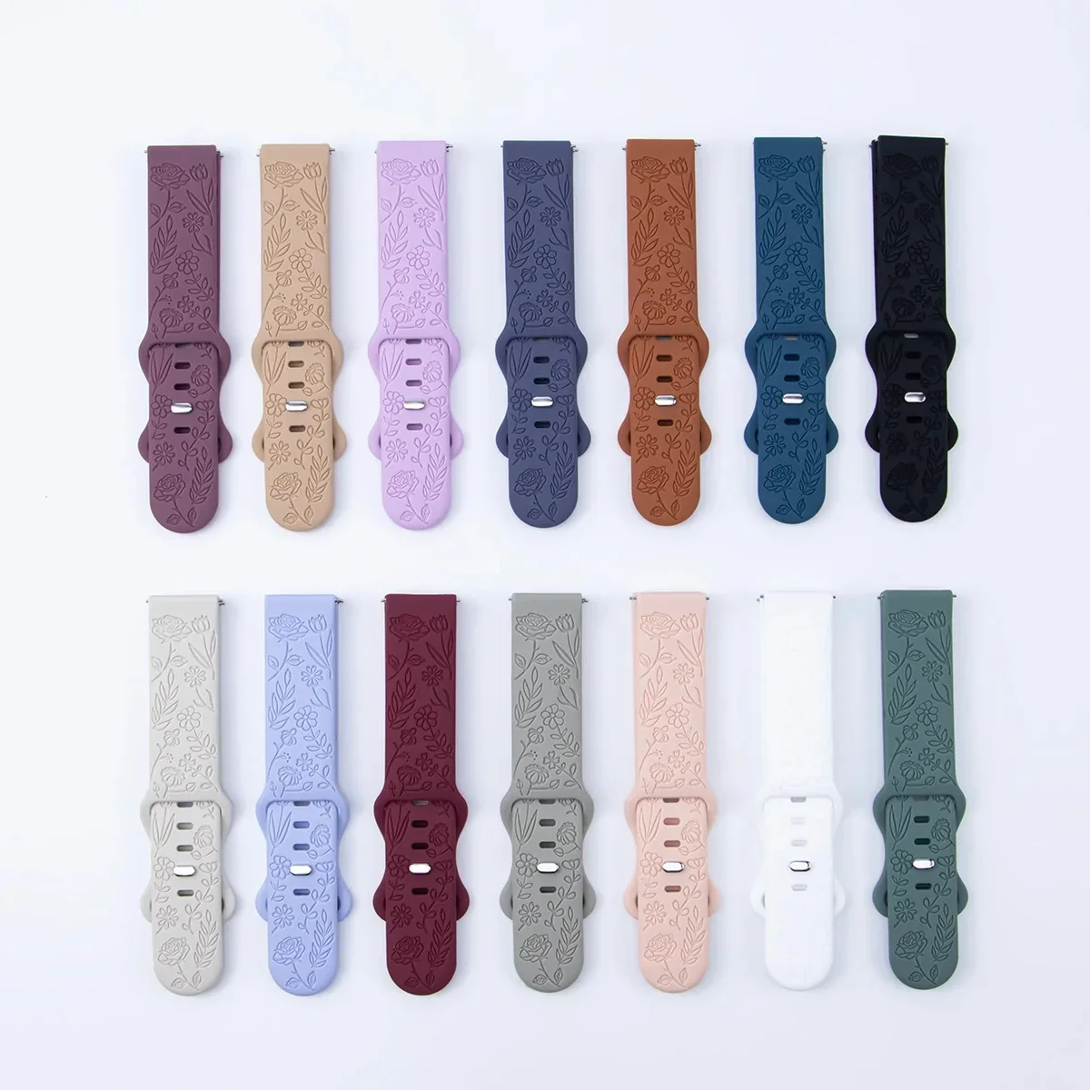 20mm 22mm Floral Engraved Band for Samsung Galaxy Watch 6/5/4 40mm 44mm/Huawei GT 3 Pro Silicone Sport Strap 5 Pro 45mm Active 2 image 2