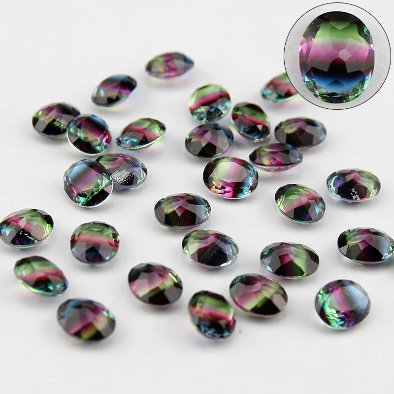 4120 10*12 oval k9 rhiinestone Tourmaline beads gradient ramp beads Multicolor DIY Loose Beads For jewelry