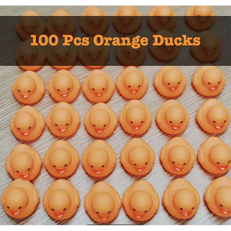 50/100PCS Halloween Rubber Ducks Orange Squirt Duckies , Toy, Classroom Prizes Ducky, Trick or Treat Fillers Party Favor