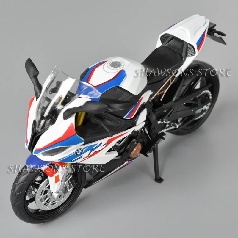 1:12 Scale Diecast Motorcycle Model Toys BMW S1000RR Sport Bike Miniature Replica With Accessory Wheel