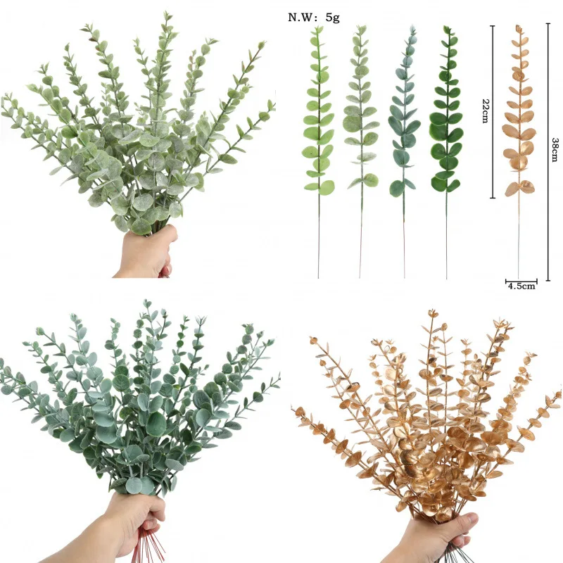 Simulated green plants, hanging frost, eucalyptus leaves, single simulated plant wholesale, eucalyptus leaves, ins decoration, h - Detail 1