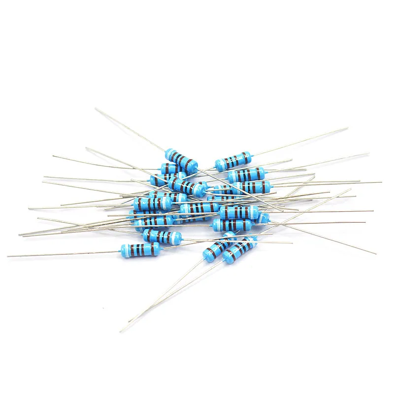 100pcs 1/2W Metal Film Resistor 1 1.2 1.5 10 12 15 100 120 150 R K Ohm 1K2 1K5 1%0.5W Five-color Ring Resistance 1K 10K 100K 10R
