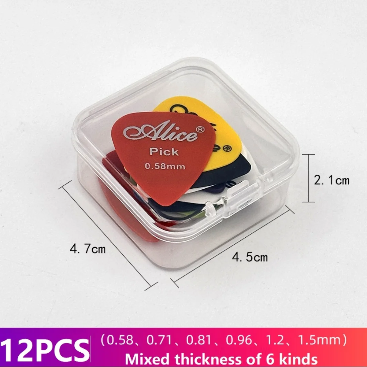 Alice 12/24/50/100 Unidades de Palhetas de Guitarra ABS Mistas, Plectro de Plástico Premium Multicolorido para Acessórios de Guitarra Elétrica/Baixo/Ukulele
