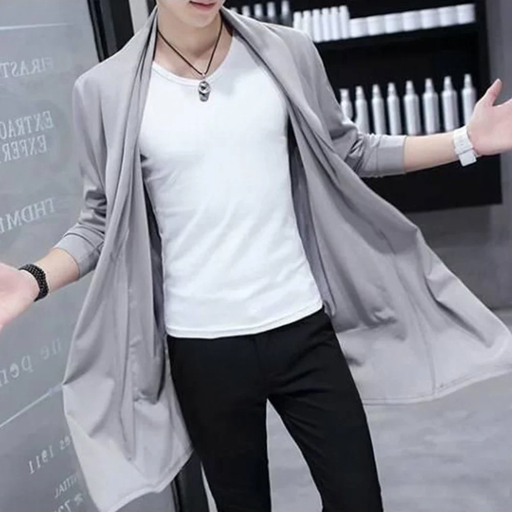 

Autumn Men Fashion Korean Style Long Trench Coat Hooded Cloak Men Punk Hip Hop Cardigan Casual Streetwear Cape
