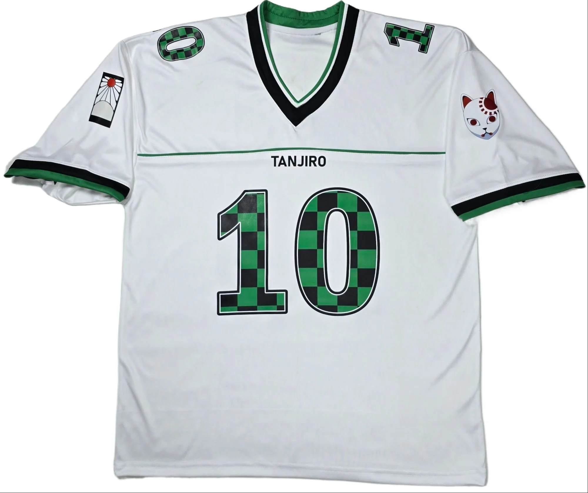 

Футболка бейсбольной формы с основными персонажами Demon Slayer, Nezuko, верхней луны и 3D-принтом номера персонажей.