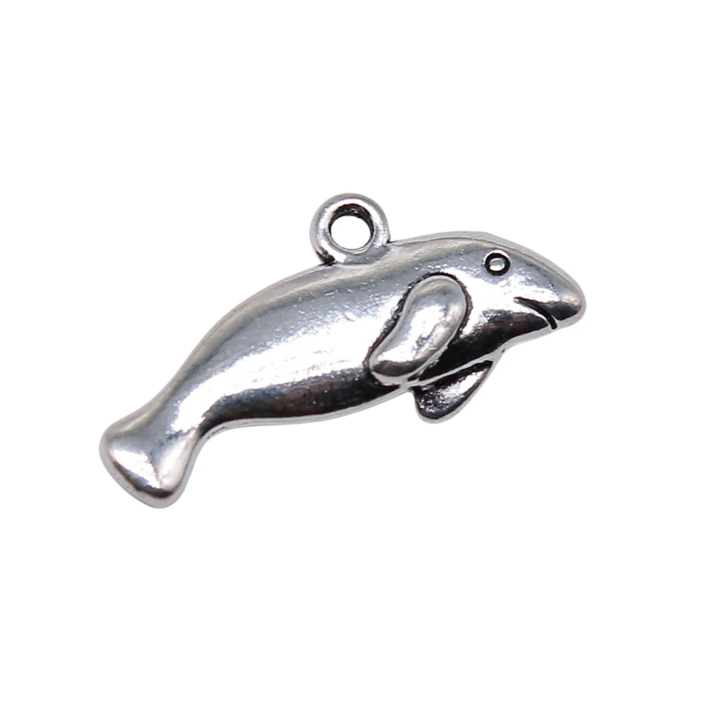 WYSIWYG 4pcs 24x11mm Manatee Charm Pendants For Jewelry Making Antique Silver Color Seal Pendants Charm Seal