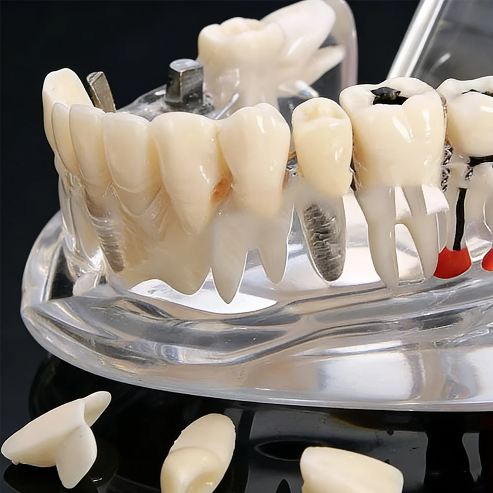 

Dental Implant and Diseased Teeth Model with Restoration Bridge for Dentist Medical Science Teaching and Study