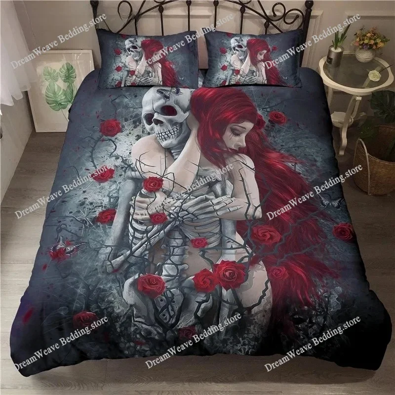 Sexy Beauty Skeleton Girl Bedding Set 3d Duvet Cover Polyester Comforter Cover Twin Queen King Single Size Luxury Fashion Gift