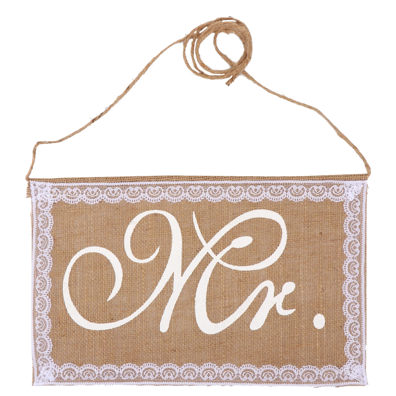 

2pcs Wedding Chair Sign Bride Groom Theme Linen Cloth Flags Lace Edging Machine Printed Hanging Decor For Wedding Party Chair