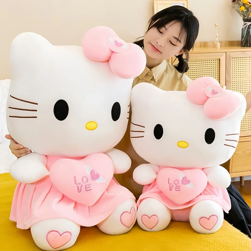 55CM Big Size Sanrio Hello Kitty Kawaii Pink Plushies Anime  Stuffed Bolster Home Furnishing Comfortable Soft Doll Children Gift