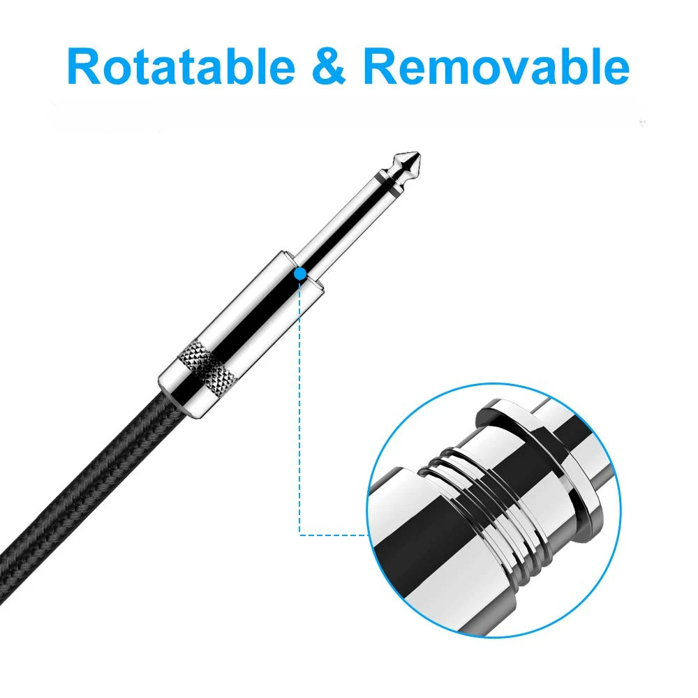 TS 1/4 дюймовый плетеный кабель для гитары, моно 6,5 прямой к прямой 6,35 мм несбалансированный аудиошнур для электрической гитары, басов