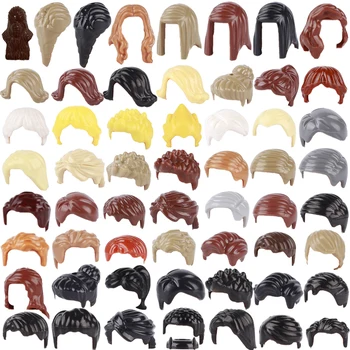 MOC 도시 피규어 빌딩 블록 소년 소녀 갈색 금발 머리 해적 모자 장식 액세서리 DIY 벽돌 조립 아이 장난감 선물