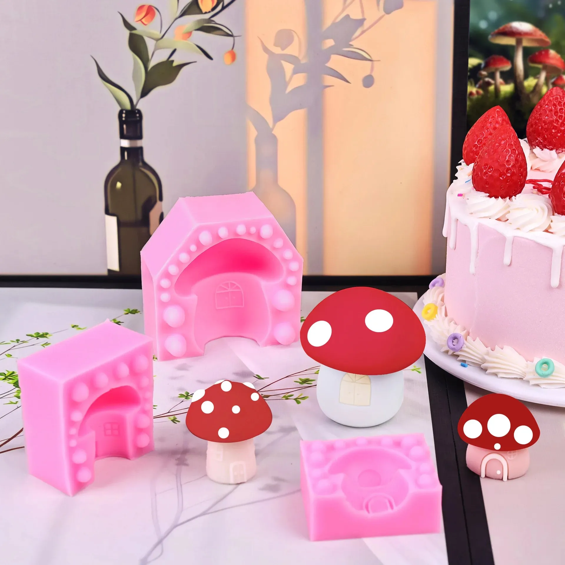 2pcs 2026New 3d Mushroom Molds Silicone Cartoon Pastoral Simulation Mushroom Series Collection Cake Baking Chocolate Resin Molds