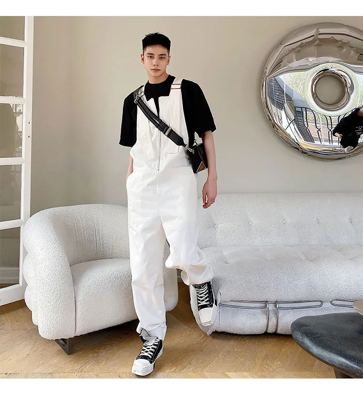 Salopette Homme En Jean - Style Streetwear Décontracté, Bretelles Réglables, Pantalon D'Été Confortable - 4
