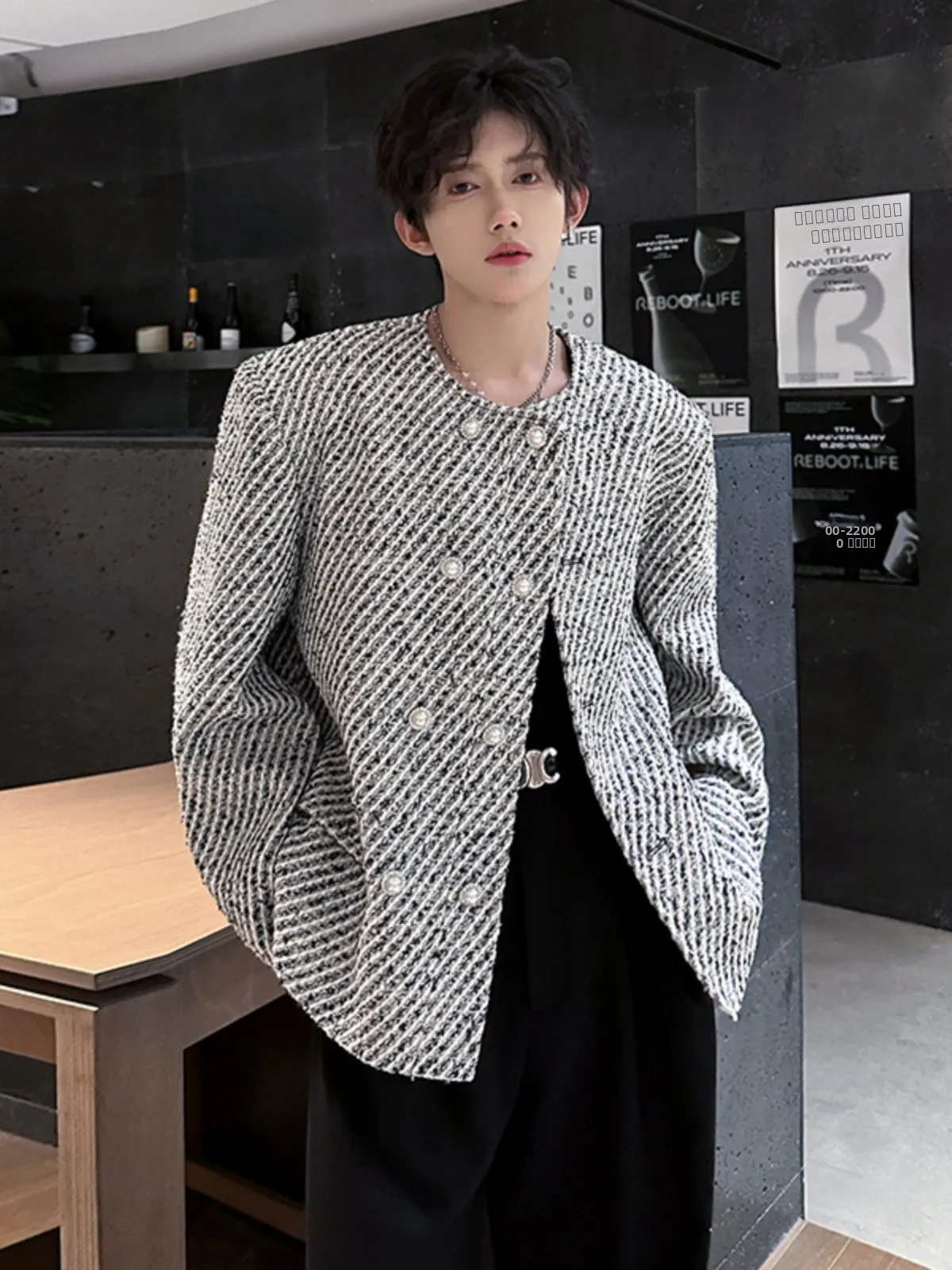 

Double-Row Buttoned Small Fraance Sle Men's Spring Autumn Cheered Luxury CleanFit Suit Jaet Loose Fit Non-Iron Treaent