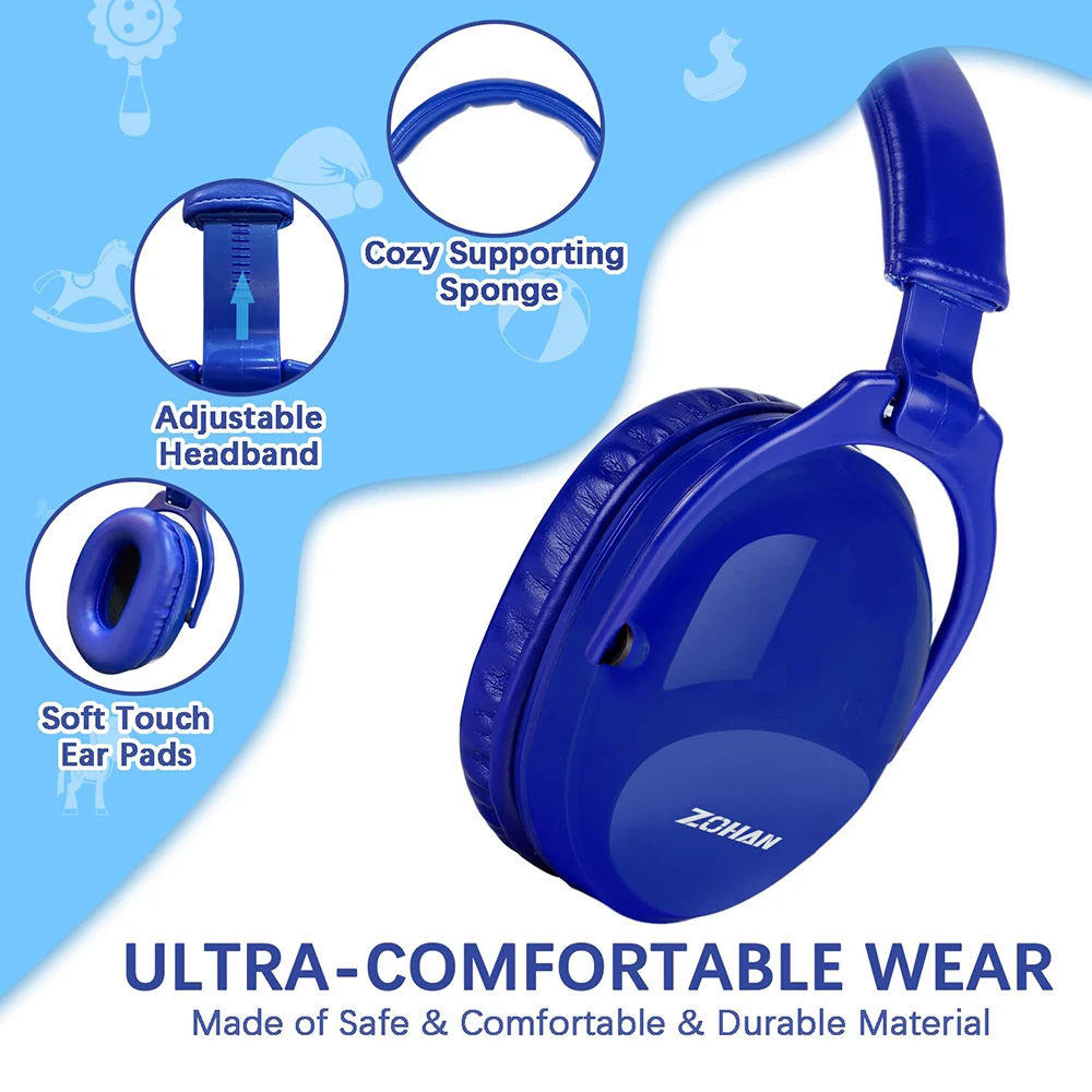 ZOHAN Kids Earmuffs Safety Noise Reduction Ear Defenders Earmuff For Autism Children Hearing Sensory Issues Protective Earmuff