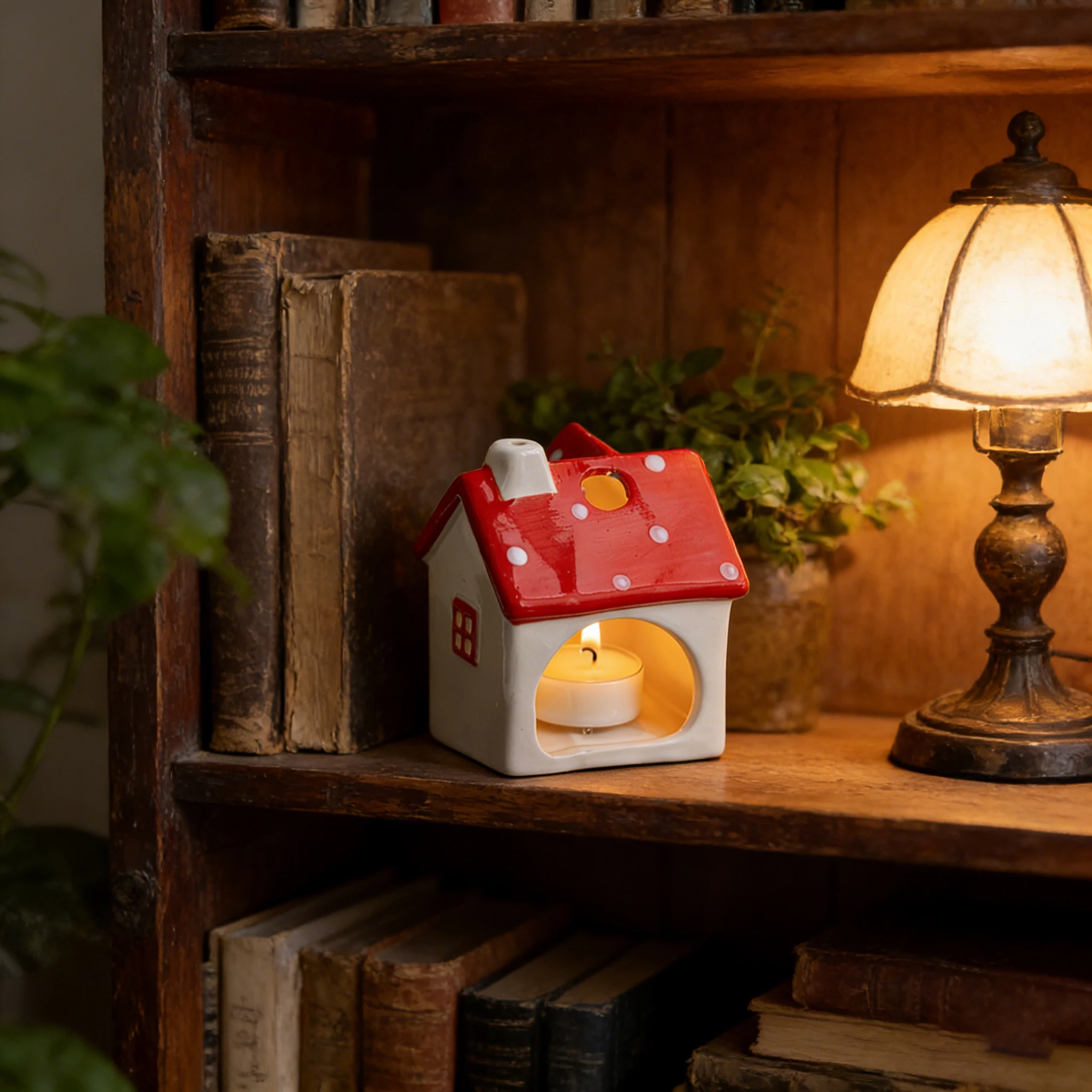 

Handcrafted House Shaped Candle Stand Christmas Decorative Ornament Desktop Photo Prop For Home Decor