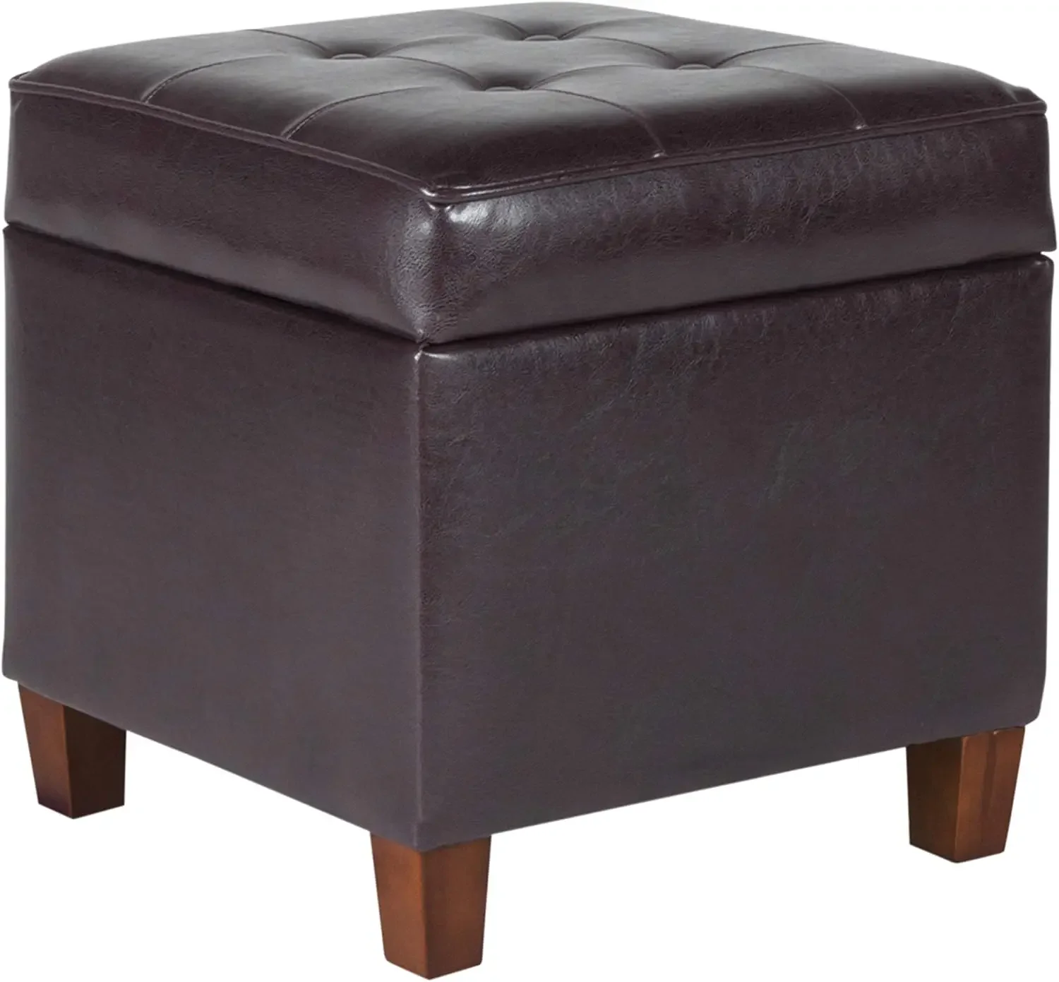 

Leatherette Tufted Square Storage Ottoman with Hinged Lid