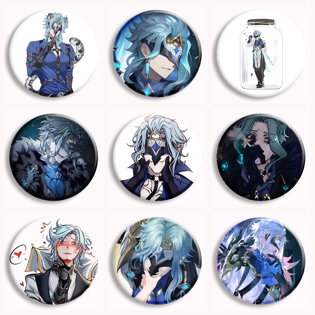Game Anime Genshin Impact Dottore Soft Button Pin Funny Meme Brooches Badge Bag Decor Accessories Fans Gamer Collect Gifts