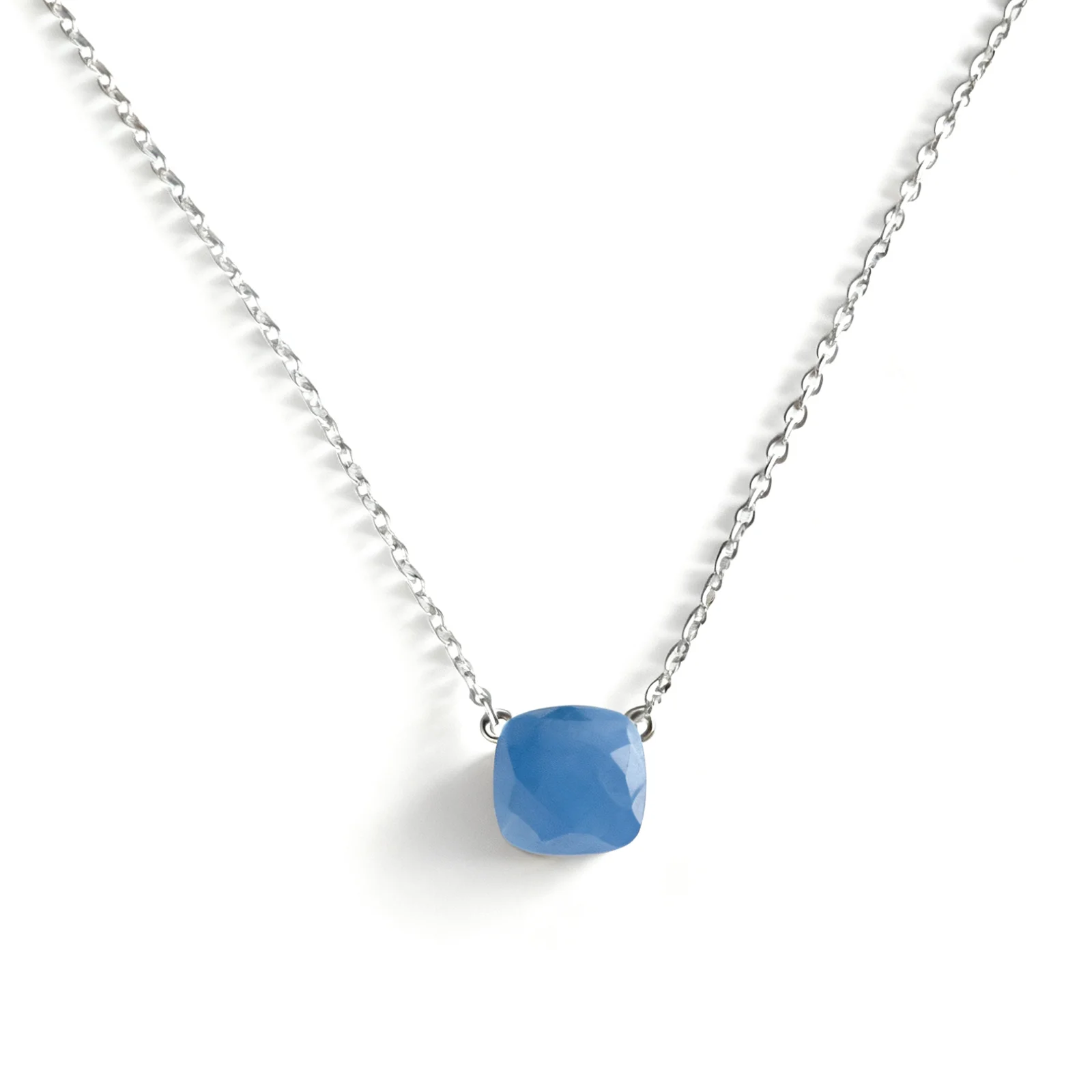 

100% 925 Sterling Silver Candy Style 21 Colors Blue White Red Green Yellow Crystal Drop Necklace For Women Fine Jewelry