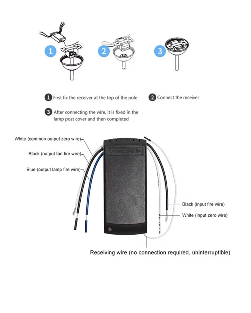 مصباح مروحة السقف طقم التحكم عن بعد توقيت التحكم التبديل التيار المتناوب 110-240 فولت تعديل سرعة الرياح جهاز ريسيفر استقبال وإرسال #3