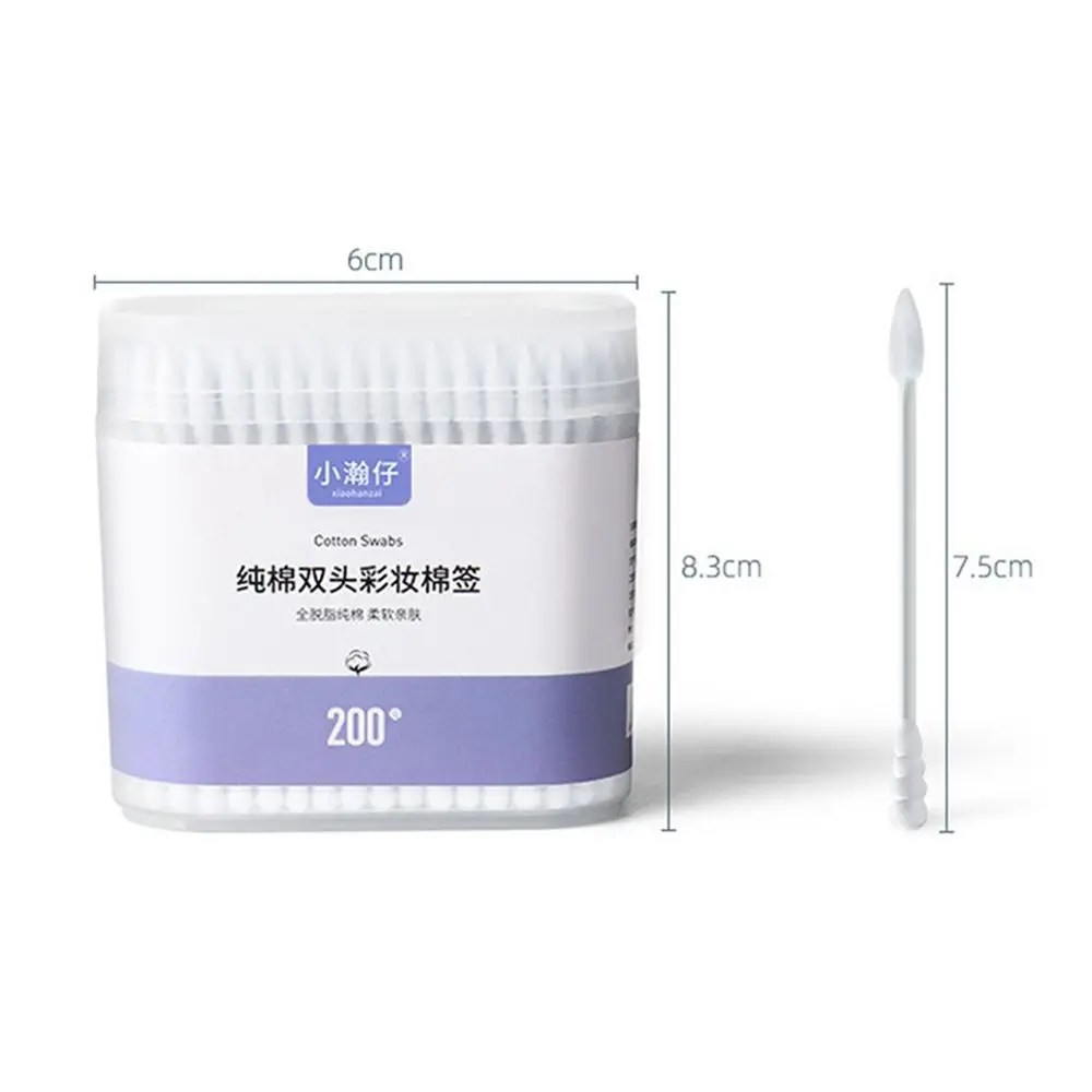200 Pcs/Box Sterile Color Makeup Remover Cotton Swabs Soft Disposable Cleaning Tools Multifunction Spiral Tip