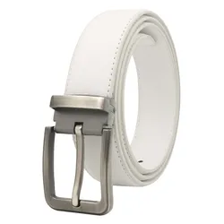 Korean version Golf white leather belt Pin buckle youth pants casual belt original belt for men and women