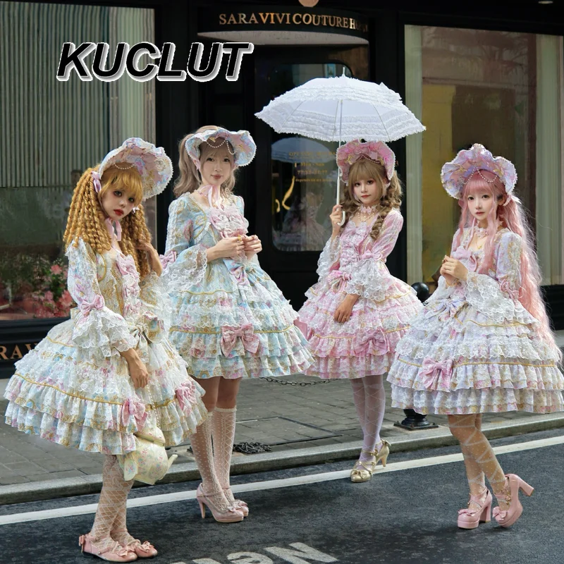 ثوب الكرة الحلو ولطيف لوليتا نمط التصميم الأصلي فتاة الأميرة فستان طويل الأكمام فساتين OP للنساء أزياء الخريف #4