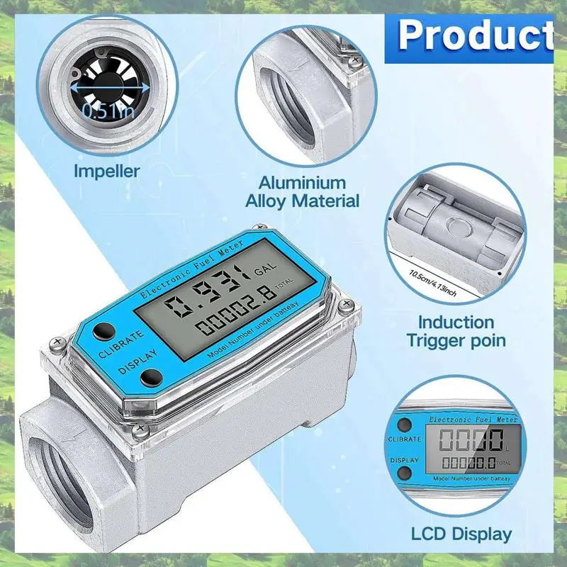 A59Z-4Xデジタルタービン水流量計、デジタルLCDディスプレイ、NPTカウンターとFNPTネジ付き、ガス・オイル燃料流量計（1インチ）