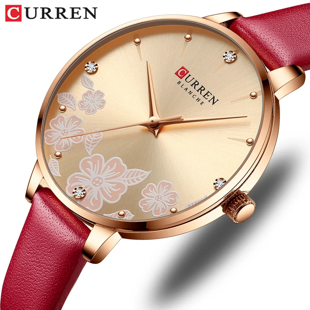 

2024 CURREN 9068 Casual Woman Watch Luxury Elegant Ladies Quartz Wristwatches With Leather Strap Charming Design Female Clock