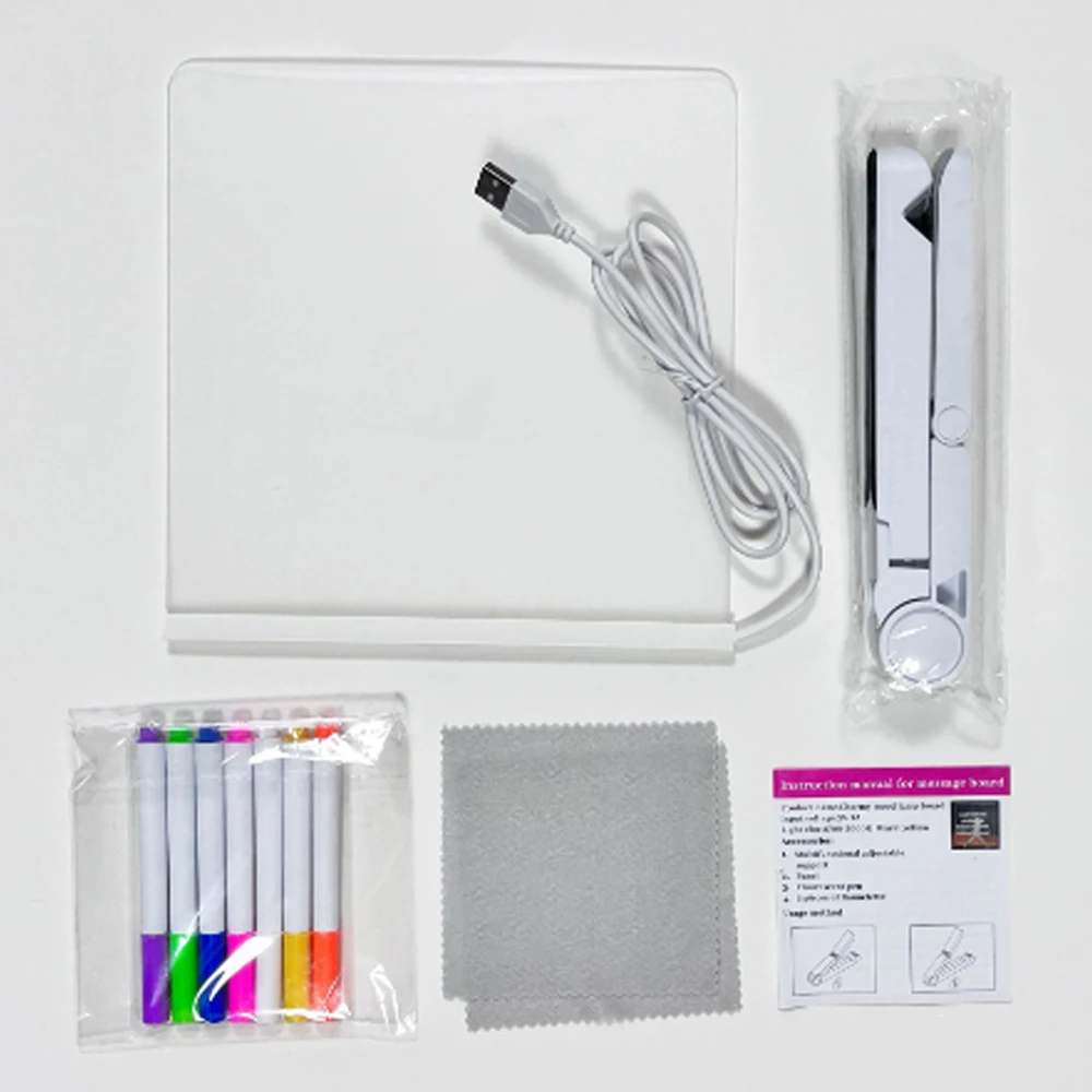 DIY LED Lamp Acrylic Message Note Board Lamp Erasable USB Kids‘ Drawing Board Bedroom Night Light Children's Birthday Gift