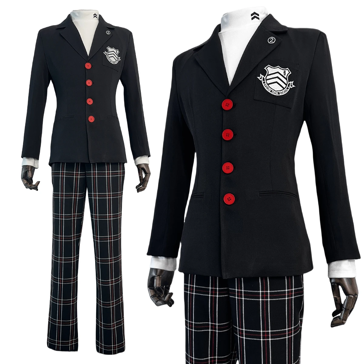 

Cosplay P5 Game Ren Amamiya Cosplay Costume Wig Joker School Uniform Embroidery Suit Blazer Pants Brooch Daily Wear Unisex