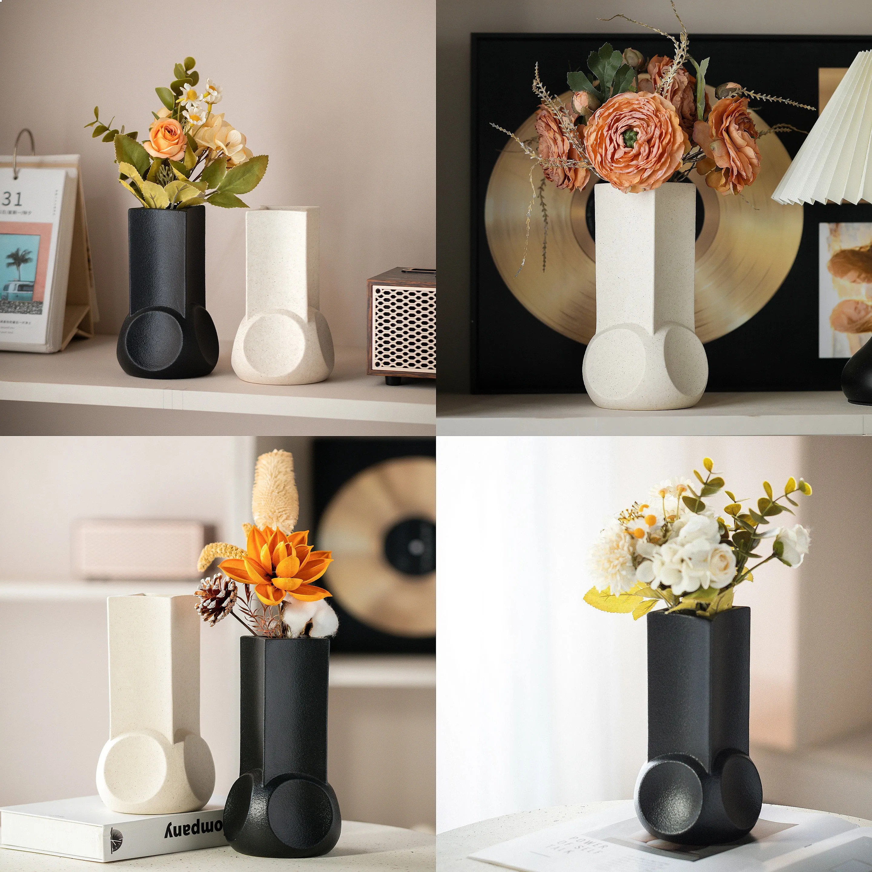 Modern Ceramic Vase for Dried Flowers, Minimalist Decor for TV Cabinet Dining Table, Creative Home