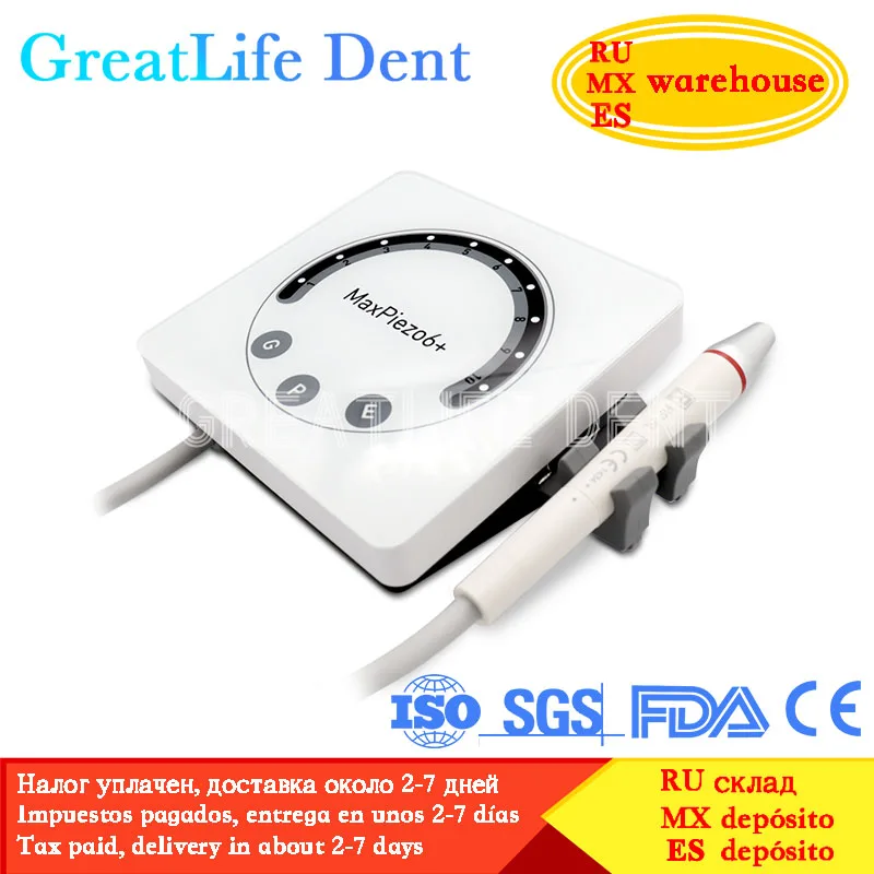 GreatLife Refine MaxPiezo 6 Ultrasonic Dental Calculus Scaler with LED Handpiece Oral Teeth Tartar Remover Plaque Stains Cleaner