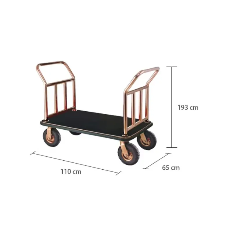 Golden Four Wheeled Hotel Lobby Luggage Trolley Durable Cart Hand Truck for Transportation Amenities  Hotels