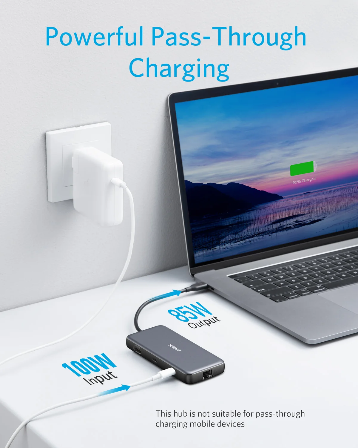 Anker 555 USB C Hub PowerExpand 8-in-1 Type c Hub with 100W Power Delivery 4K 60Hz HDMI Port 10Gbps Usb Hub Type C