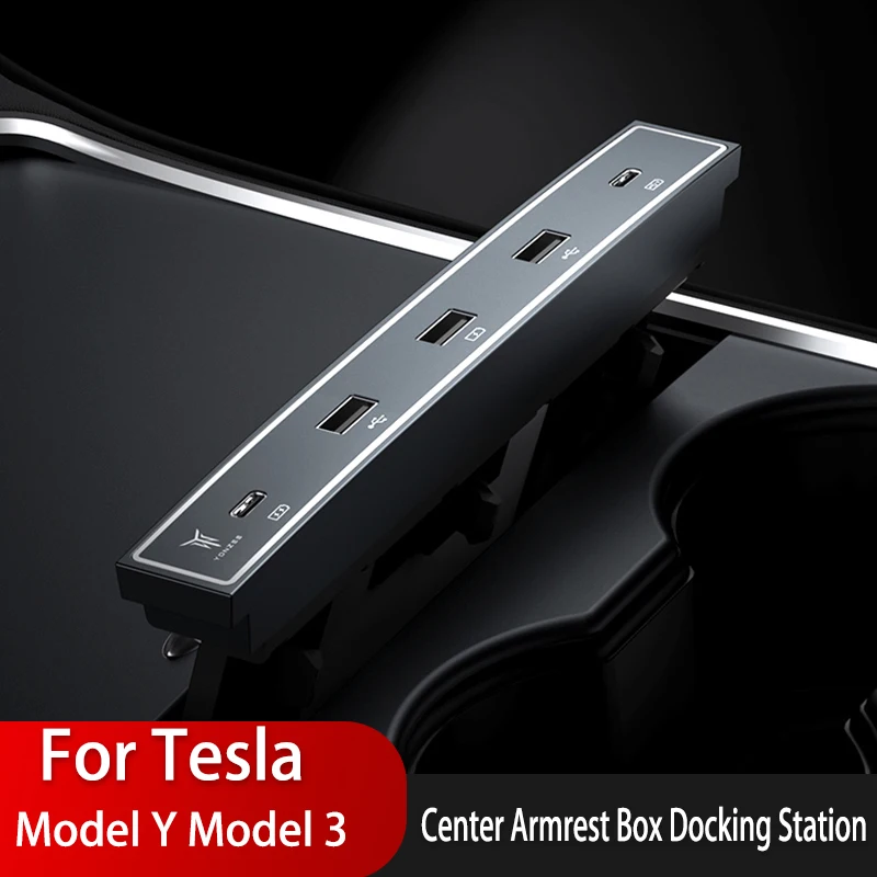 

For Tesla Model3 Y 163W Quick Charger Data Transmission USB Smart Sensor Docking Station Central Control HUB Extender 모델y 모델3