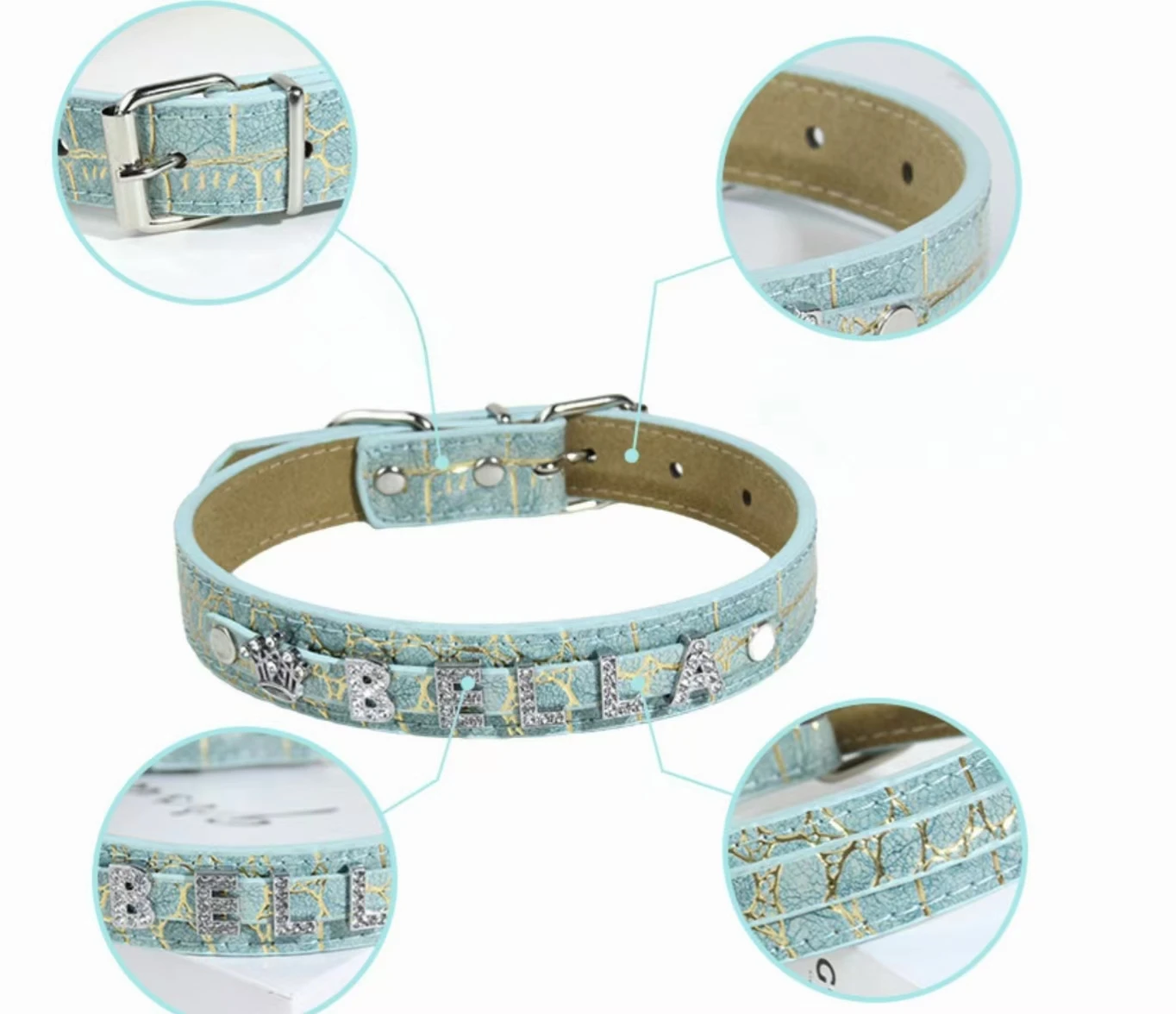 Fashion New Croc Embossed Sturdy & durable Pet Collar & Cat Dog Faux Leather Neck Collar for Cat