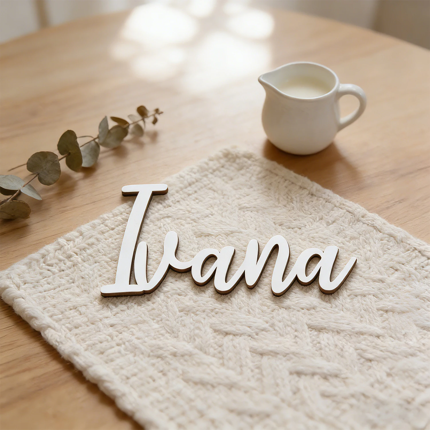 1pc Personalized customized name wooden sign Customizable letters or names, baby crib label, wall art decoration wall sticker, image 3