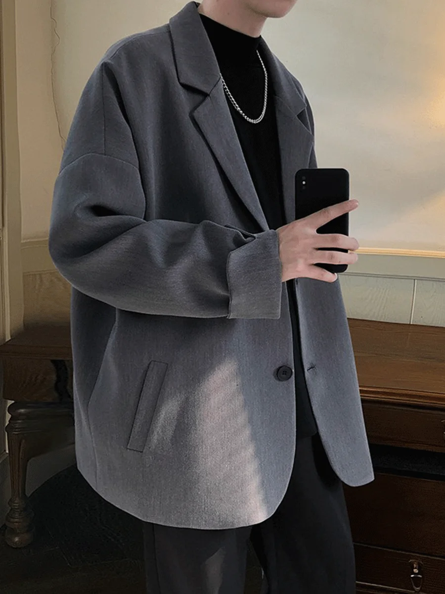 

Мужское повседневное пальто-куртка с оригинальным дизайном, весна-осень, из смесового полиэстера и хлопка, с длинными рукавами, свободного кроя