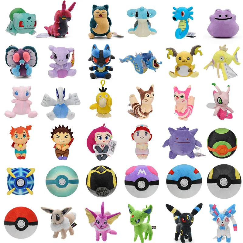 

36 Styles Anime Pokemon Plush Bulbasaur Lapras Snorlax Gyarados Raichu Lugia Psyduck Furret Pokeball Sylveon Stuffed Gifts